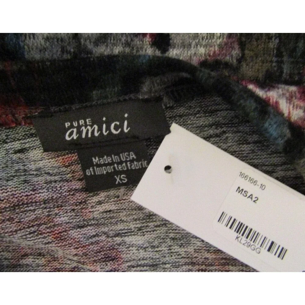 Pure Amici Top Floral Print Knit Pullover Luxury Brand NWT Womens Size XS